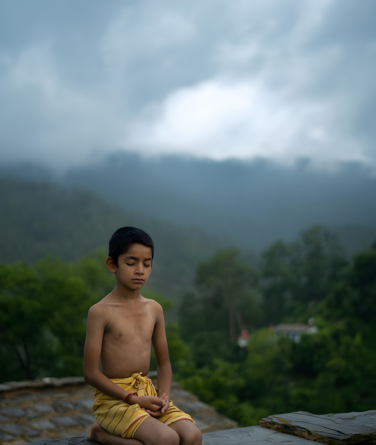 A young boy in meditation